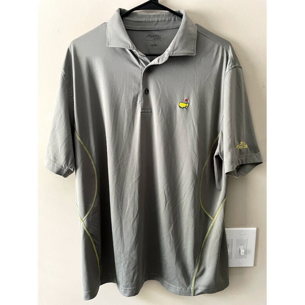 Masters Tech Men's Short Sleeve Golf Polo 2015 Jordan Spieth Gray Size Large